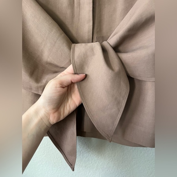 TIBI Removeable Tie Mini Linen Skirt in Camel Tan Women's Size 0 - Picture 6 of 15